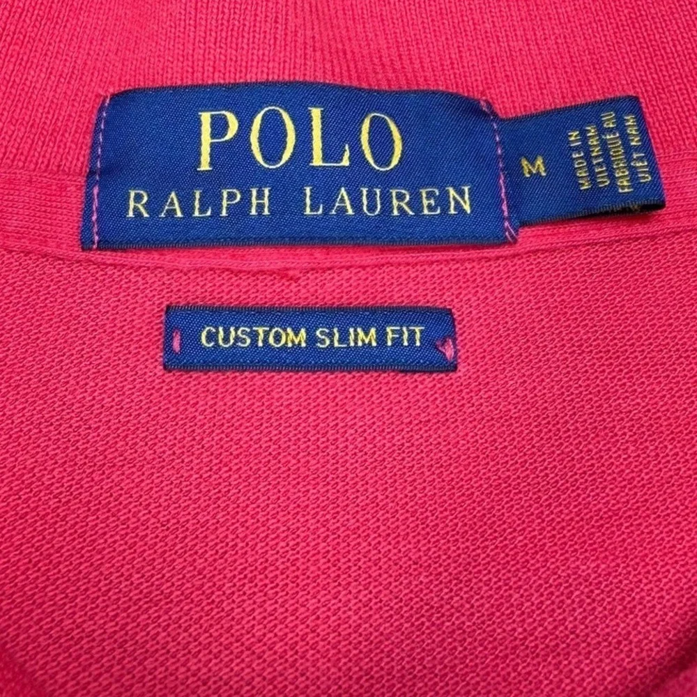 Polo Ralph Lauren Polo Shirt Mens M Pink Custom Slim Fit Cotton Mesh Pony Logo
